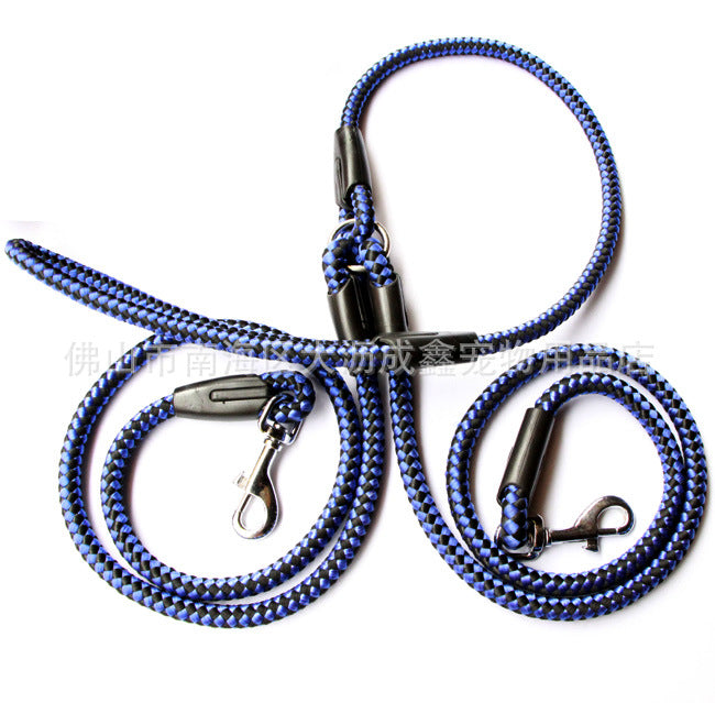 Double-Ended Traction Rope For Walking The Dog One Plus Two Leash Collar
