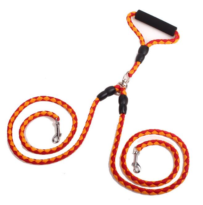 Double-Ended Traction Rope For Walking The Dog One Plus Two Leash Collar